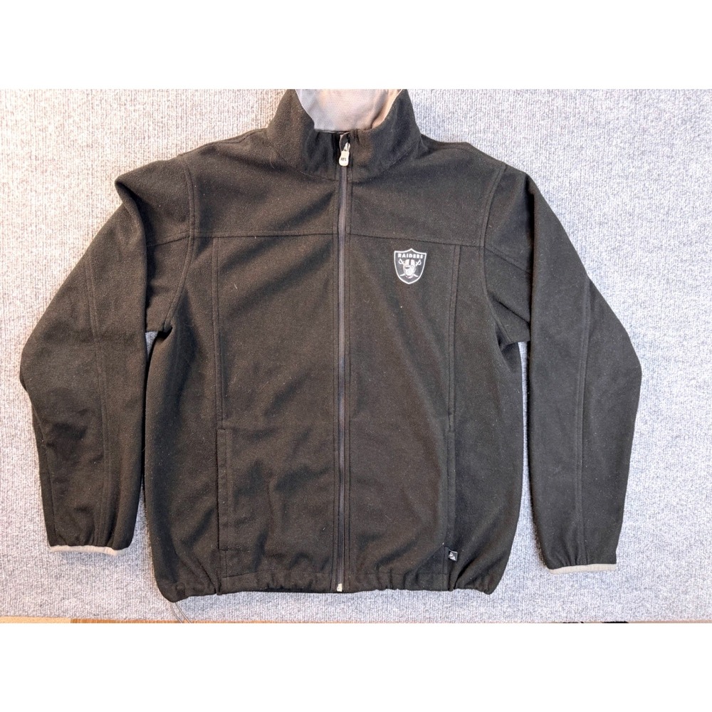 NFL Team Apparel Oakland Raiders Fleece Jacket Mens XL Black Full Zip Logo